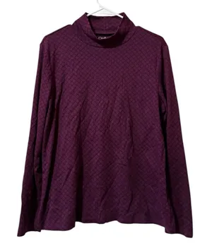 Croft &‎ Barrow Women Size XL Mock Neck Long Sleeve Shirt Cotton Casual Office thumbnail 1