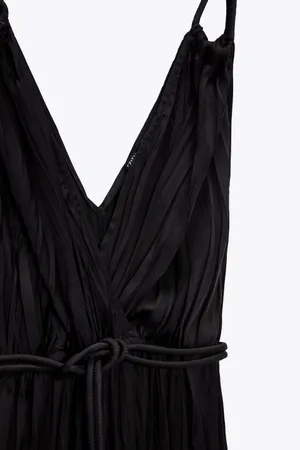 ZARA nwt satin effect pleated jumpsuit romper thumbnail 6