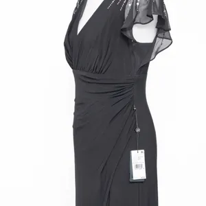 Adrianna Papell‎ Beaded Jersey Chiffon Flutter Sleeve Gown thumbnail 10