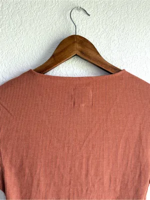 NWT Chaser Womens Shirt Burnt Orange Ribbed Sleeveless Keyhole Small thumbnail 4