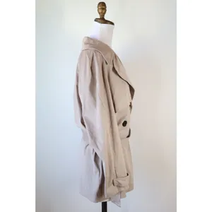 ZARA Beige Trench Coat Belted Suede Feel Classic Jacket Preppy Minimalist Small thumbnail 4