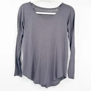 Lululemon Womens Locarno Long Sleeve Active Gym Workout Lounge Shirt Dark Carbon thumbnail 3