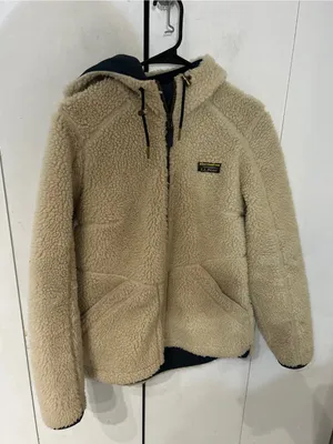 Vintage L.L. Bean Cream Hooded Sherpa Jacket with Navy Lining thumbnail 2