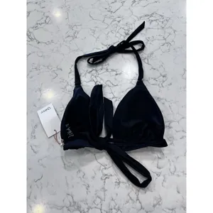 NWT Quince Black Italian Full Coverage Ring Triangle Bikini Top Size XL thumbnail 2
