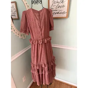 Lulu's Wedding Boho Hippie Western‎ Rust Textured Short Sleeve Midi Dress thumbnail 6