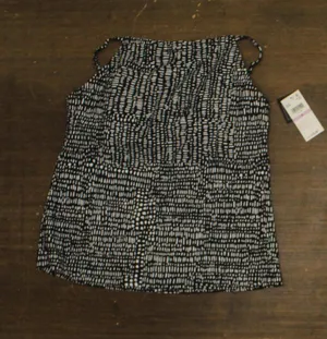 NWT Island Escape Womens Tankini Swim Top Black / White 6 thumbnail 1