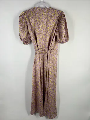VILA Violetta‎ Wrap Dress — Yellow & Lilac Floral thumbnail 12