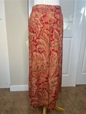 Vintage Y2K Laura Ashley Red Paisley Floral Maxi Skirt Womens Size 8 Bohemian thumbnail 4