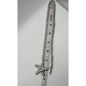 Silvertone Oversized Rhinestone Starfish Pendant On Chain‎ Necklace Mermaidcore thumbnail 4
