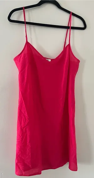 Madewell Hot Pink 100% Cotton Slip Mini Dress Medium Summer Lingerie thumbnail 1