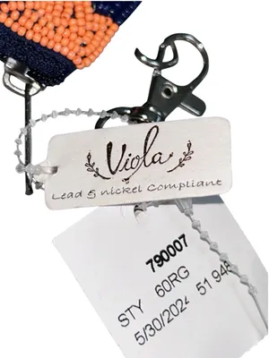 Viola NWT Beaded Game Day Cowboy Boots Western Wristlet Clutch Navy Orange thumbnail 4