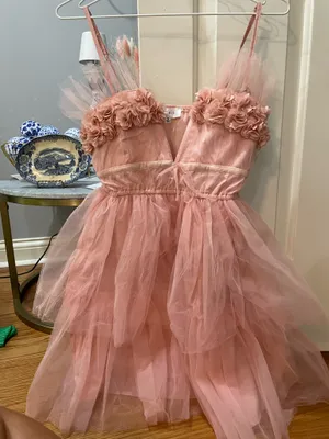 Triple Threads Boutique dress pink v neck floral fluffy thumbnail 1
