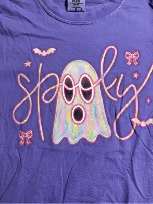 Comfort Colors Violet 'Spooky' Ghost Graphic Tee thumbnail 4
