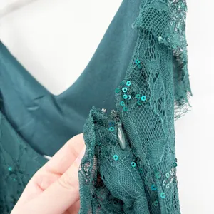 Altar'd State Womens Cambrie Sequin Lace Ruffle Romantic Glam Maxi Dress Size M‎ thumbnail 9