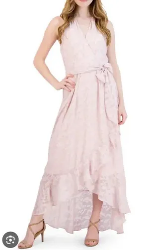 Julia Jordan Pink Floral Burnout Halter Neck Wrap Maxi Dress Size 2 NWT thumbnail 1