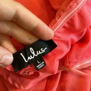 NWT Lulus All My Heart Coral Pink Off-the-Shoulder Maxi Dress Chiffon Sz L thumbnail 11