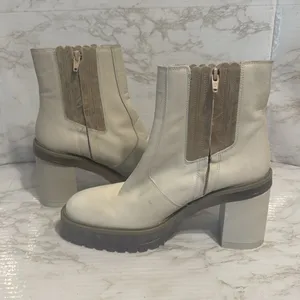 Free People Women's New Frontier Chelsea Boots Off White Size 9.5 festival thumbnail 9