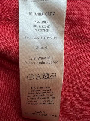 Johanna Ortiz Calm Wind midi‎ dress embroidered size 4 linen thumbnail 8
