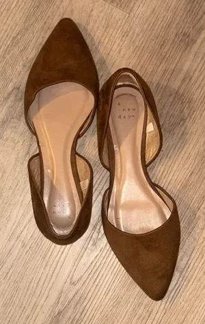 a new day Brown Pointed Flats chocolate brown classic preppy 8.5 new thumbnail 1