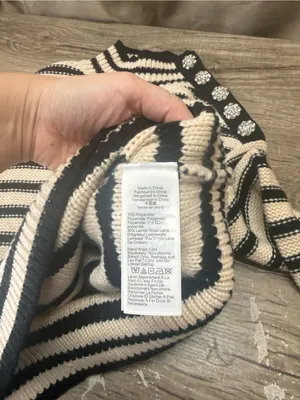 J.Crew Striped Mockneck Sweater Size XS Jewel Rhinestone Twee Glam Preppy Heavy thumbnail 5