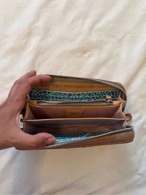 CONSUELA | Gloria Textured iridescent leather Large Brown Wristlet Wallet thumbnail 8