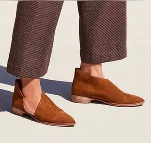 Free People Royale Flats Cutout Suede Leather Pointed Toe Brown Sz EU40 / US thumbnail 1