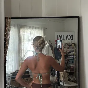 Green Floral Halter Bikini Top Size XS thumbnail 3