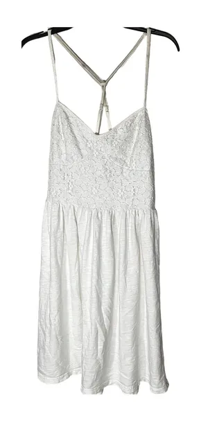 American Eagle Cream Lace Fit and Flare Dress XS Coquette Smocked Cottagecore‎ thumbnail 1