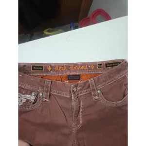 Rock Revival Ankle Skinny Women’s 31 Brown Embroidered Rhinestone Denim Jeans thumbnail 5