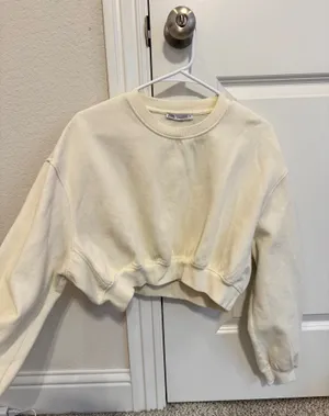 ZARA Cropped Crewneck Sweatshirt thumbnail 1