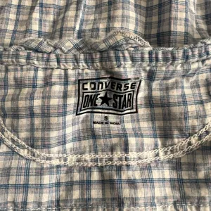 CONVERSE One Star 100% Cotton Blue Checkered Short Sleeve Top, Small thumbnail 5