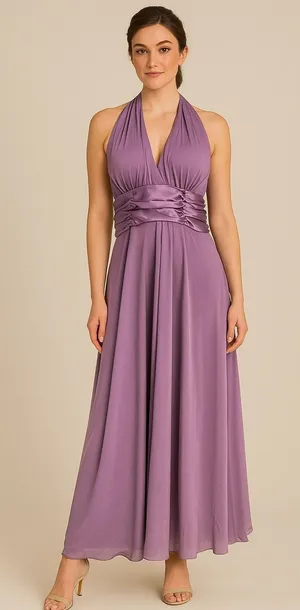 Connected NWT Apparel Halter Backless‎ Mauve Lavender Dress 16 Formal thumbnail 1