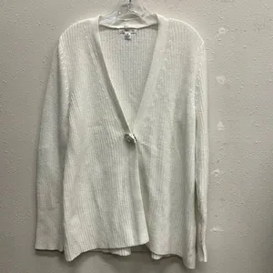 John Paul Richard 100% Acrylic Broach Button White Knit Cardigan Med #763 thumbnail 2