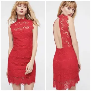 Free People FP Intimately Red Daydream Lace Bodycon Dress SMALL thumbnail 2