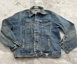 Vintage Guess Georges Marciano Denim Jean Jacket Mens Size Large 80s Big‎ Logo thumbnail 1