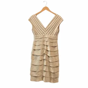 AIdan Mattox Niteline Tan Layers V Neck Casual Mother of Bride Dress thumbnail 6