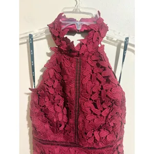Bardot Gemma Burgundy Lace Halter Midi Dress XS 4 NWT $119 Open Back thumbnail 10