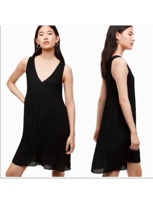 Aritzia Babaton Mathis Pleated Dress in‎ black size small NWT thumbnail 2