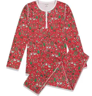 Roller Rabbit Red Christmas Pajama Set sz M thumbnail 1