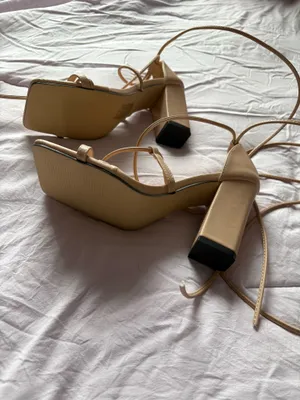 Shein Heels Nude Chunky Lace-Up thumbnail 2