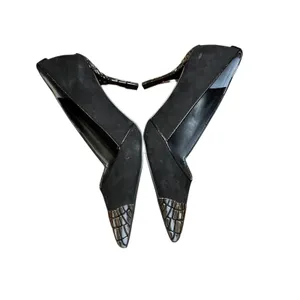 J Renee Shoes Womens Size 7.5 Black Pointed Toe Pumps Stiletto‎ Croc D'Orsay thumbnail 5