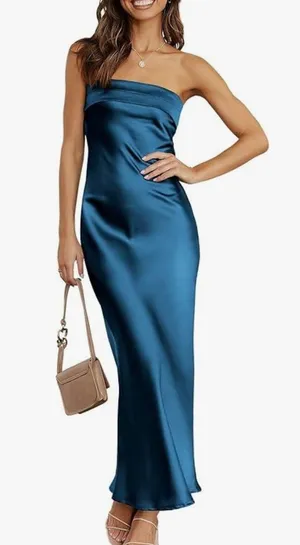 Blue Strapless MIDI Dress thumbnail 1