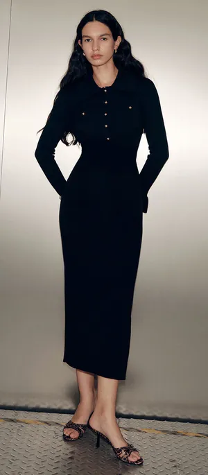 Commence Black Ribbed Knit Maxi Dress Medium thumbnail 1