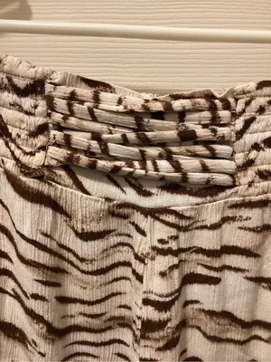 Wide Leg Lounge Pants in Cream with Brown Zebra Print thumbnail 3