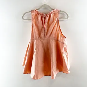 Free People Honey Eyed Carla Stripe Ruffle Peplum Tank Top Orange Small thumbnail 5