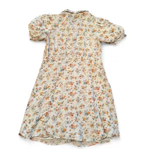 American Eagle Puff Sleeve Shirt Dress Floral White Orange Size S thumbnail 3
