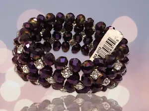 Purple Faceted Glass Woven Bracelet thumbnail 1