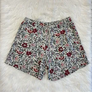 J. Jill Womens Floral Print Rayon Drawstring‎ Shorts Cream Red Teal Size M thumbnail 2