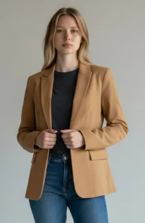NWOT Calvin Klein Women's One-Button Blazer In Color Lug thumbnail 1