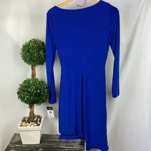 Ralph Lauren Blue Long Sleeve Faux Wrap Bodice Midi Dress NEW 6 thumbnail 3